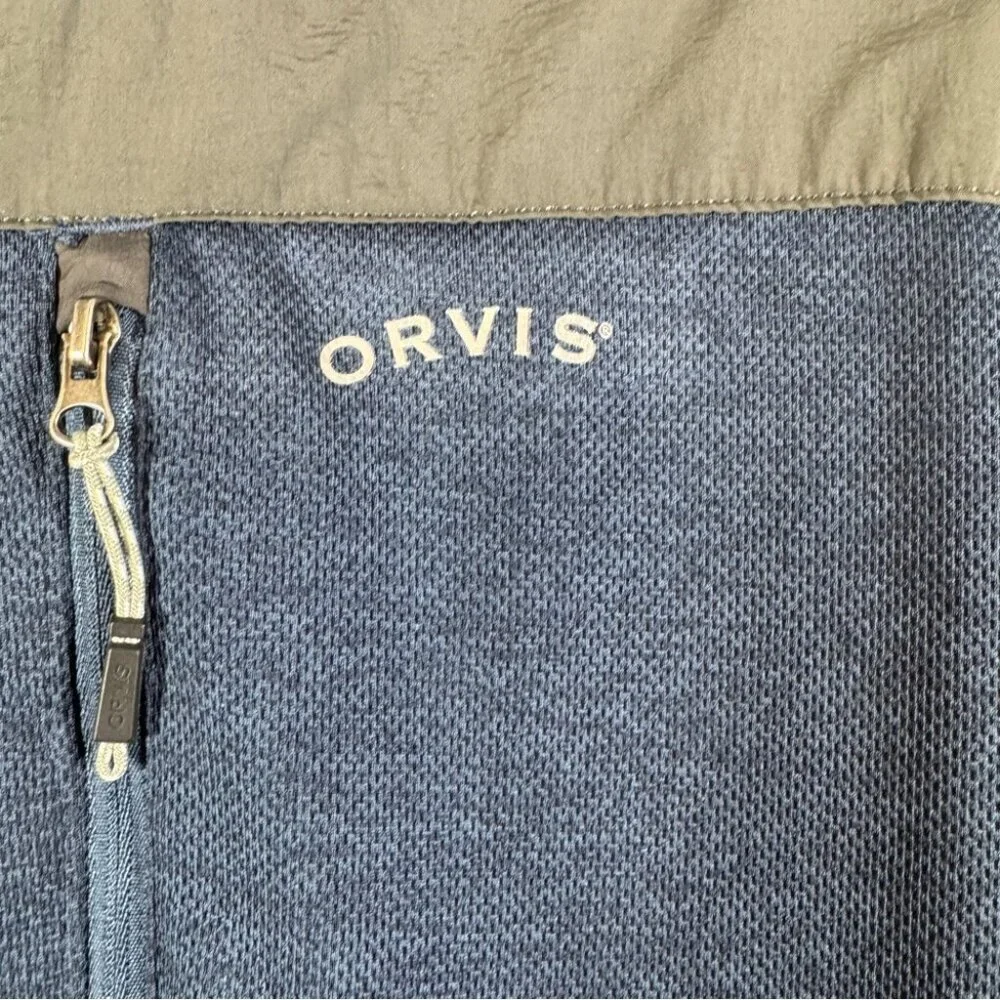 Orvis Blue Full Zip Jacket Men’s Large Performance Outdoor Layer Gorp Core